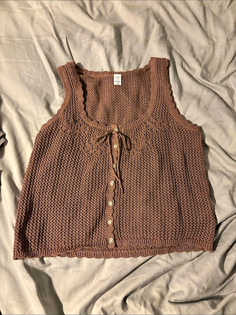 Old Navy Sleeveless Seaside Cotton Crochet Tank Top in Brown